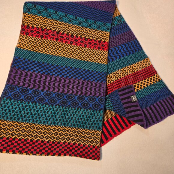 SOLMATE Boho UNISEX Multicolor Multi Patterns Recycled Knit Scarf New NO Tags! - Picture 10 of 14